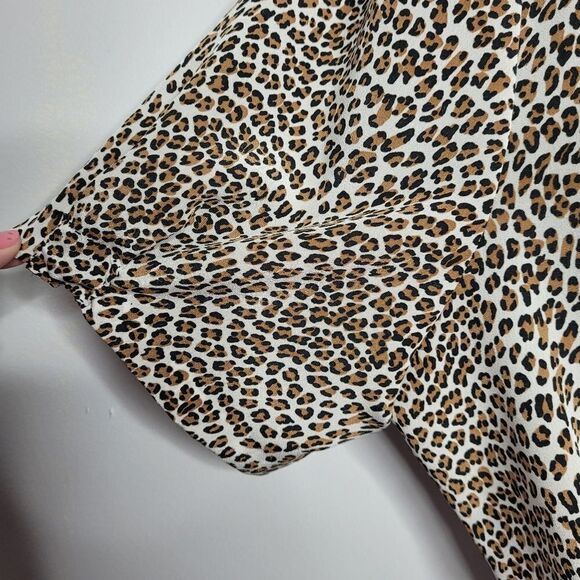 VINTAGE 90s cheetah animal print short‎ sleeve button up shirt dress volup 2X - Picture 6 of 10
